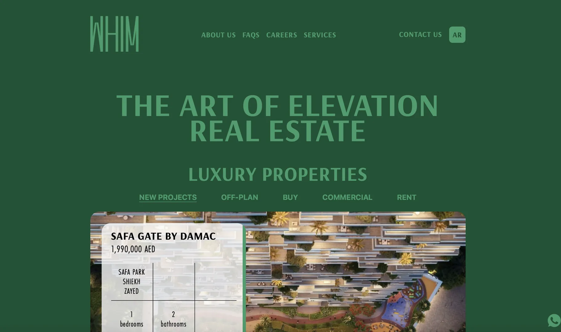 The WHIM website: "The art of elevation real estate"
