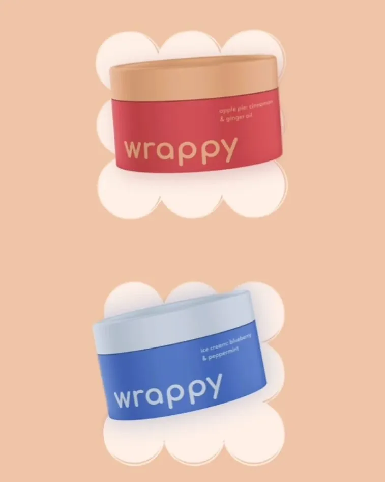 The red and blue WRAPPY jars